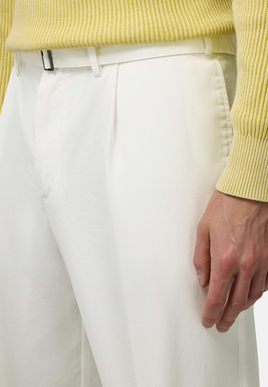 Cotton Trousers, White, hi-res