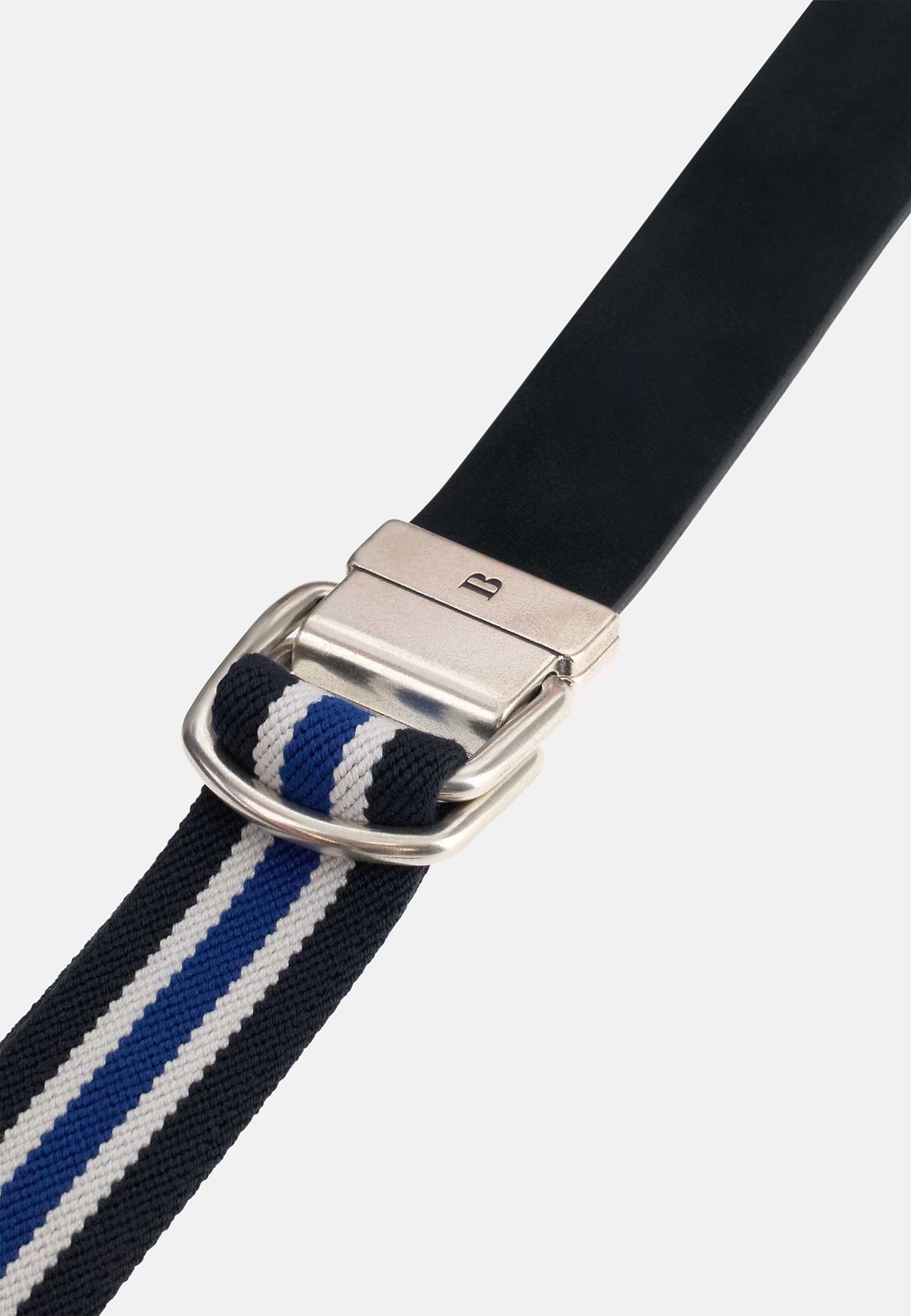 Ledergürtel mit elastischem Band, Navy blau, hi-res, 3