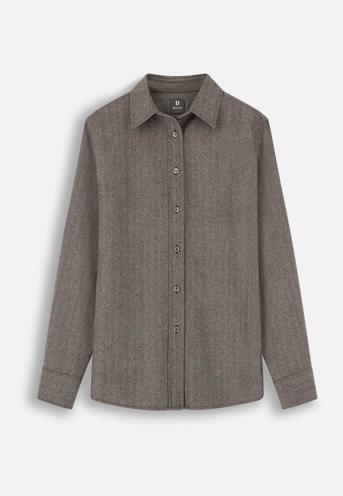 Shirt Herringbone Wool, Taupe, hi-res, 5