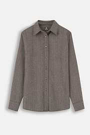 Shirt Herringbone Wool, Taupe, thumb, 5