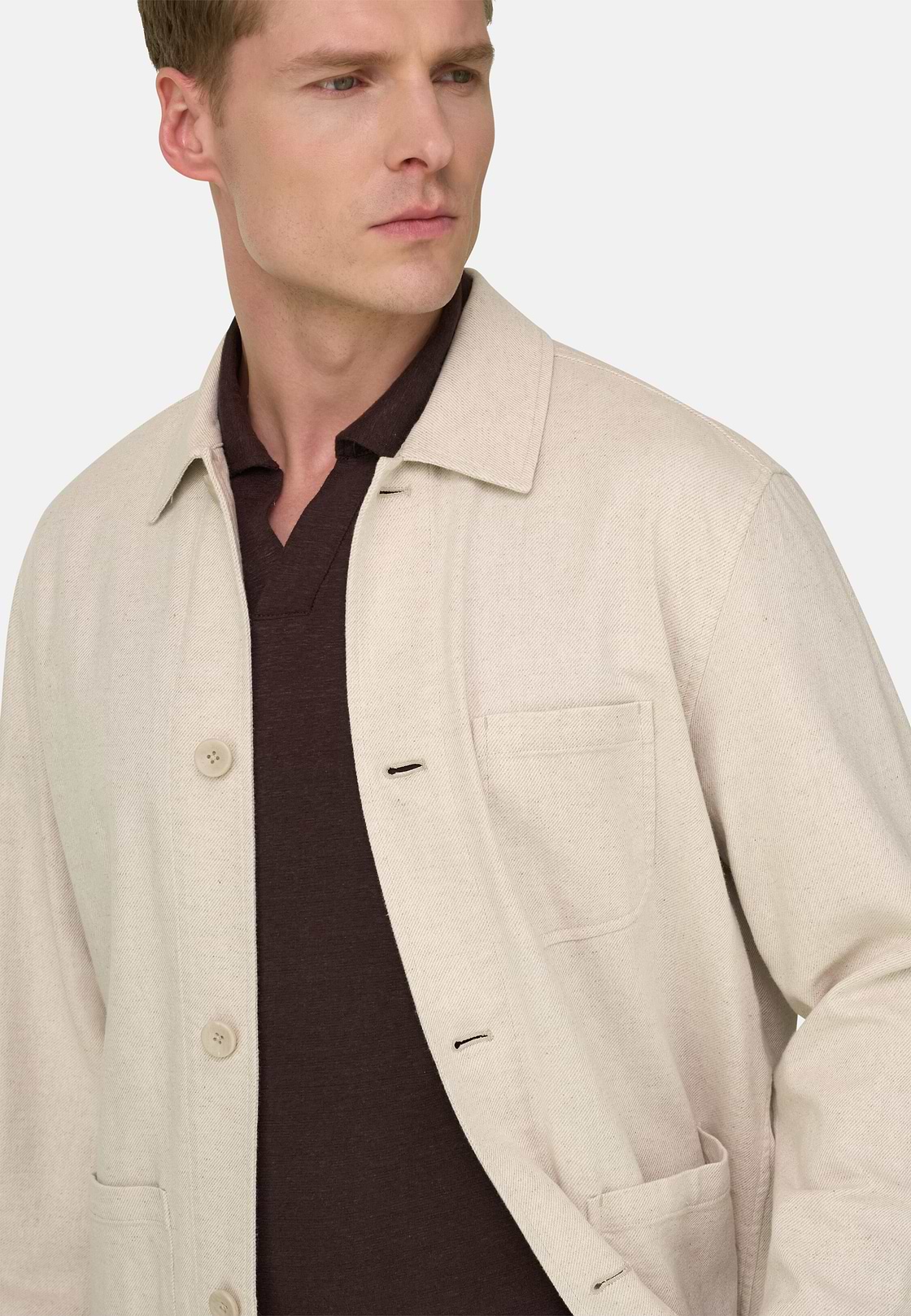 Giacca Camicia Diagonale In Cotone E Lino, Sabbia, hi-res, 4