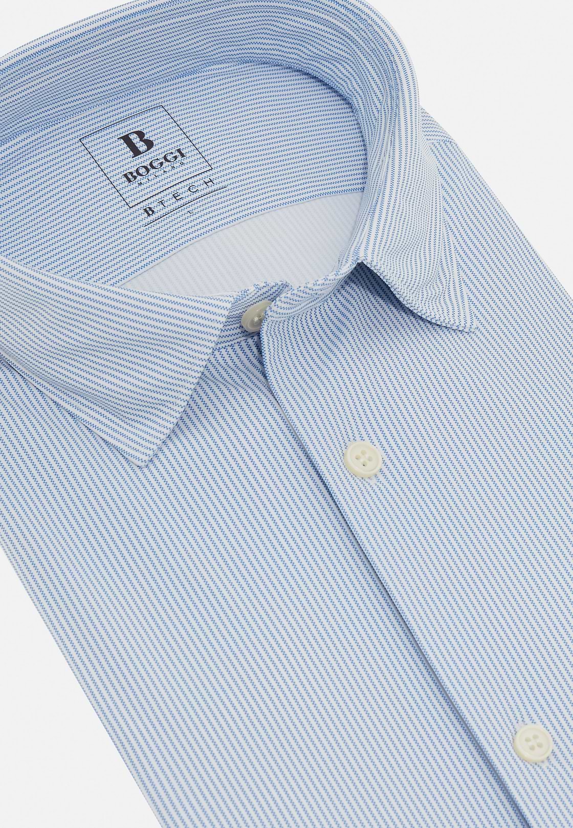 Slim Fit Stretch Nylon Shirt, Medium Blue, hi-res, 5