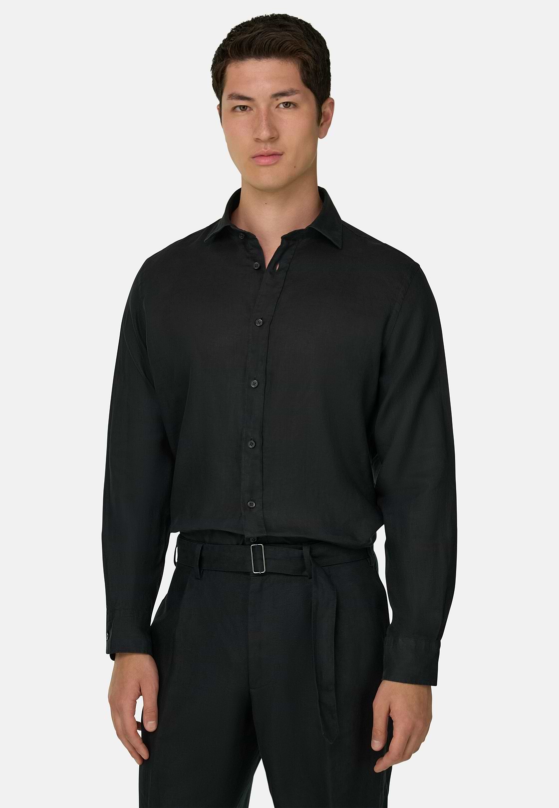 Hemd Aus Leinen Regular Fit, Schwarz, hi-res, 1