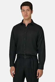 Hemd Aus Leinen Regular Fit, Schwarz, thumb, 1