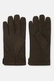 Suede Leather Gloves, Dark brown, thumb, 1