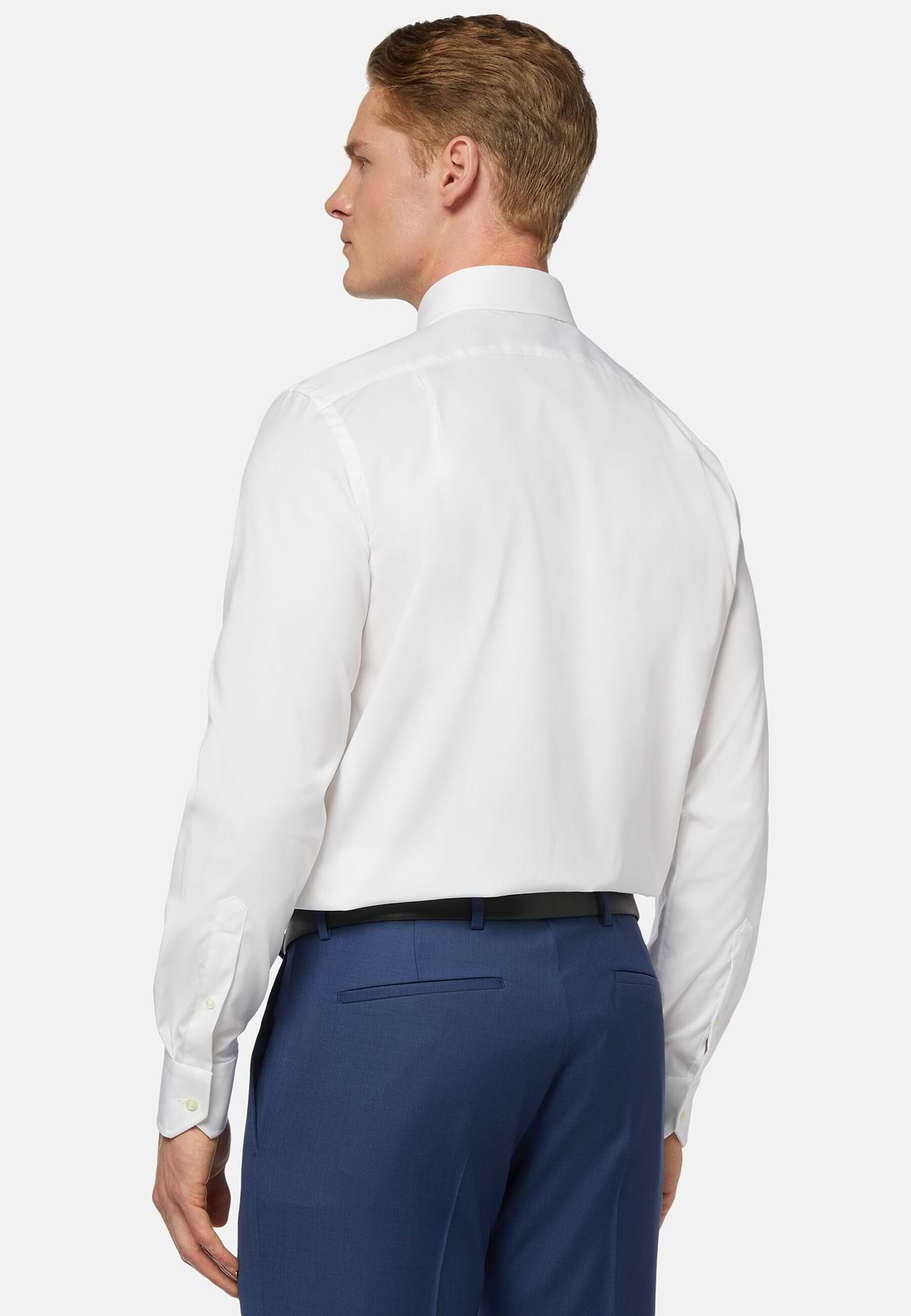 Camisa blanca en pin point de algodón regular fit, Blanco, hi-res
