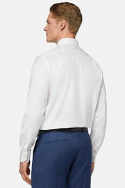 Camisa blanca en pin point de algodón regular fit, Blanco, hi-res
