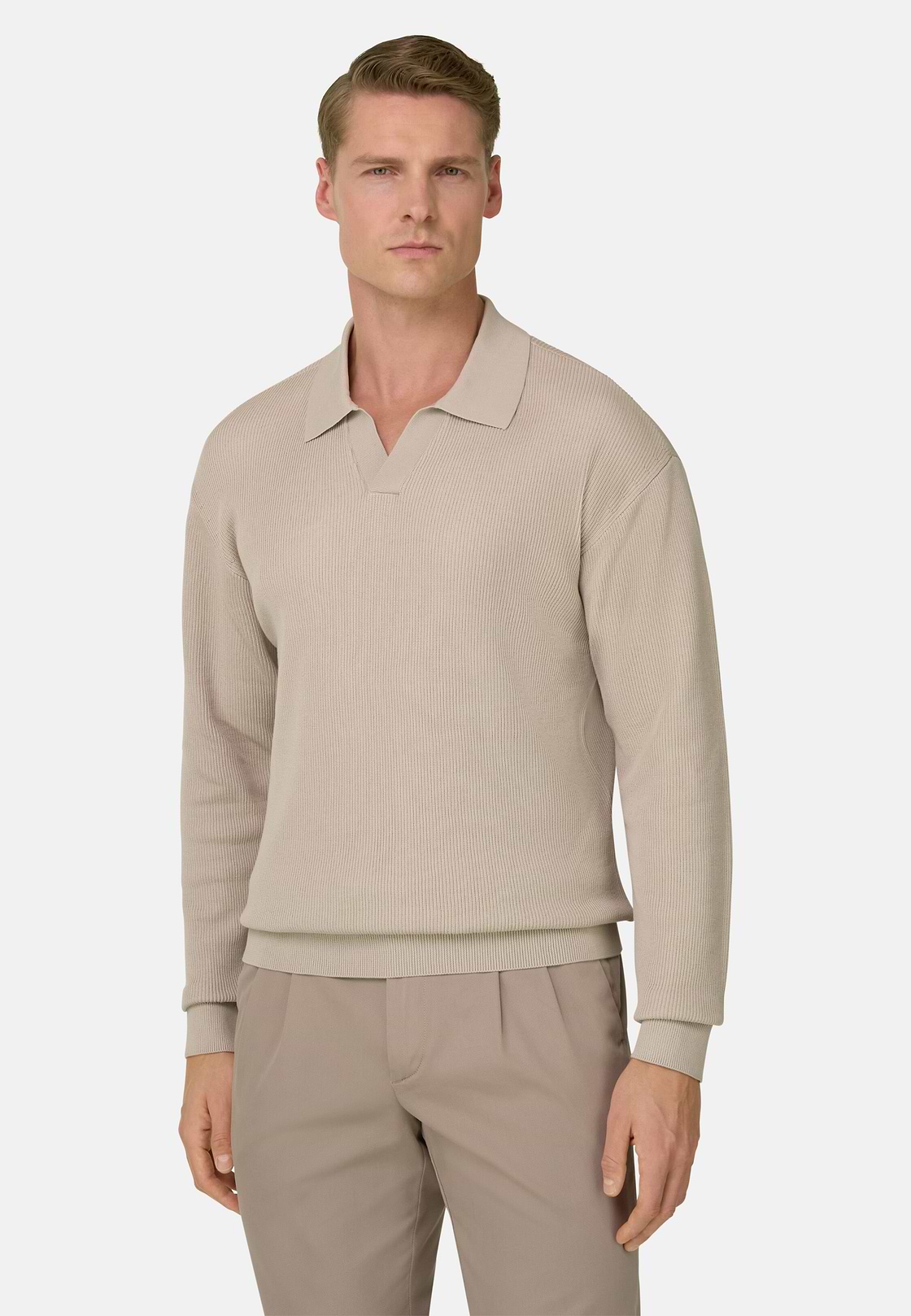 Polo Di Maglia In Cotone Seta, Sabbia, hi-res, 1