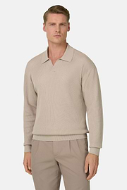 Polo Di Maglia In Cotone Seta, Sabbia, thumb, 1