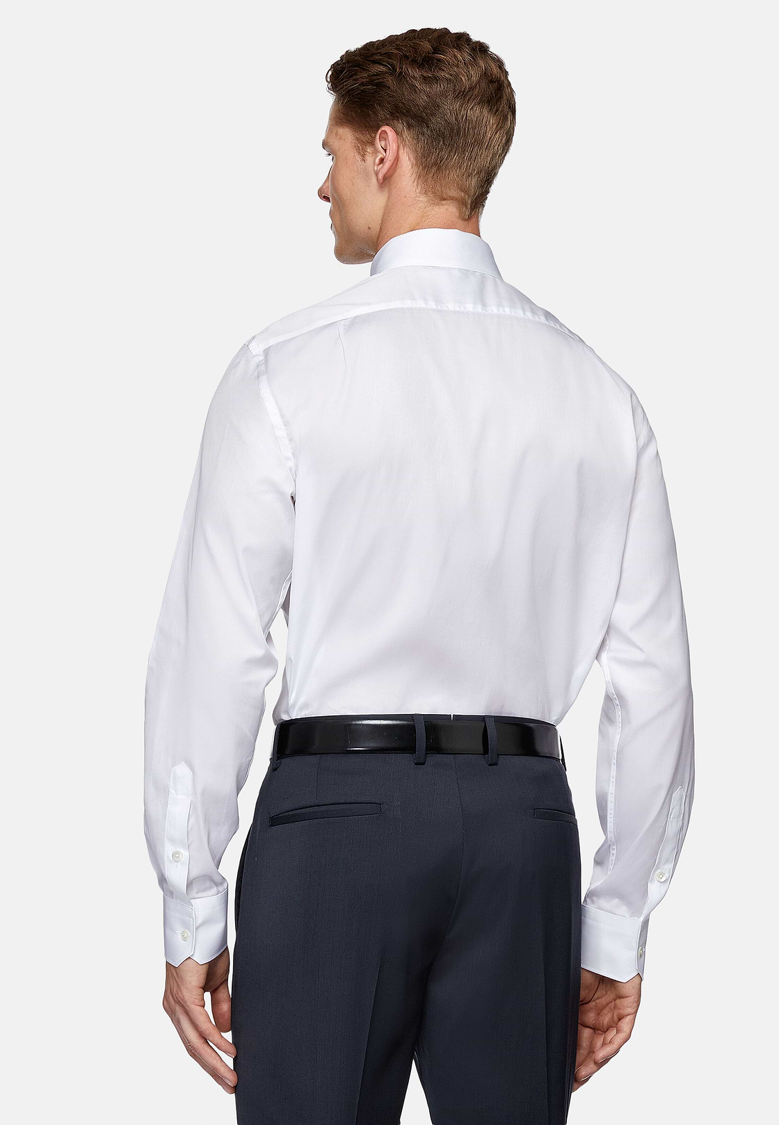 Camisa De Sarga De Algodón Corte Regular, Blanco, hi-res