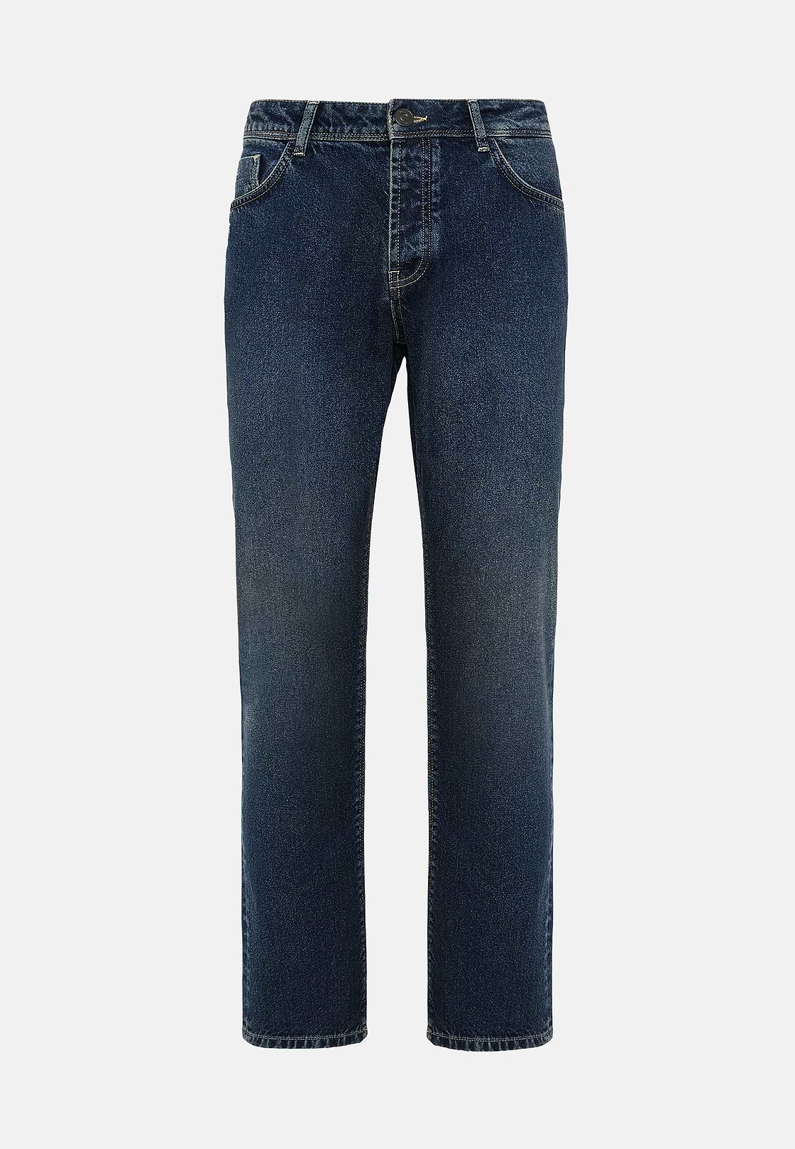 Jean En Denim Extensible Bleu Foncé, Bleu Foncé, hi-res