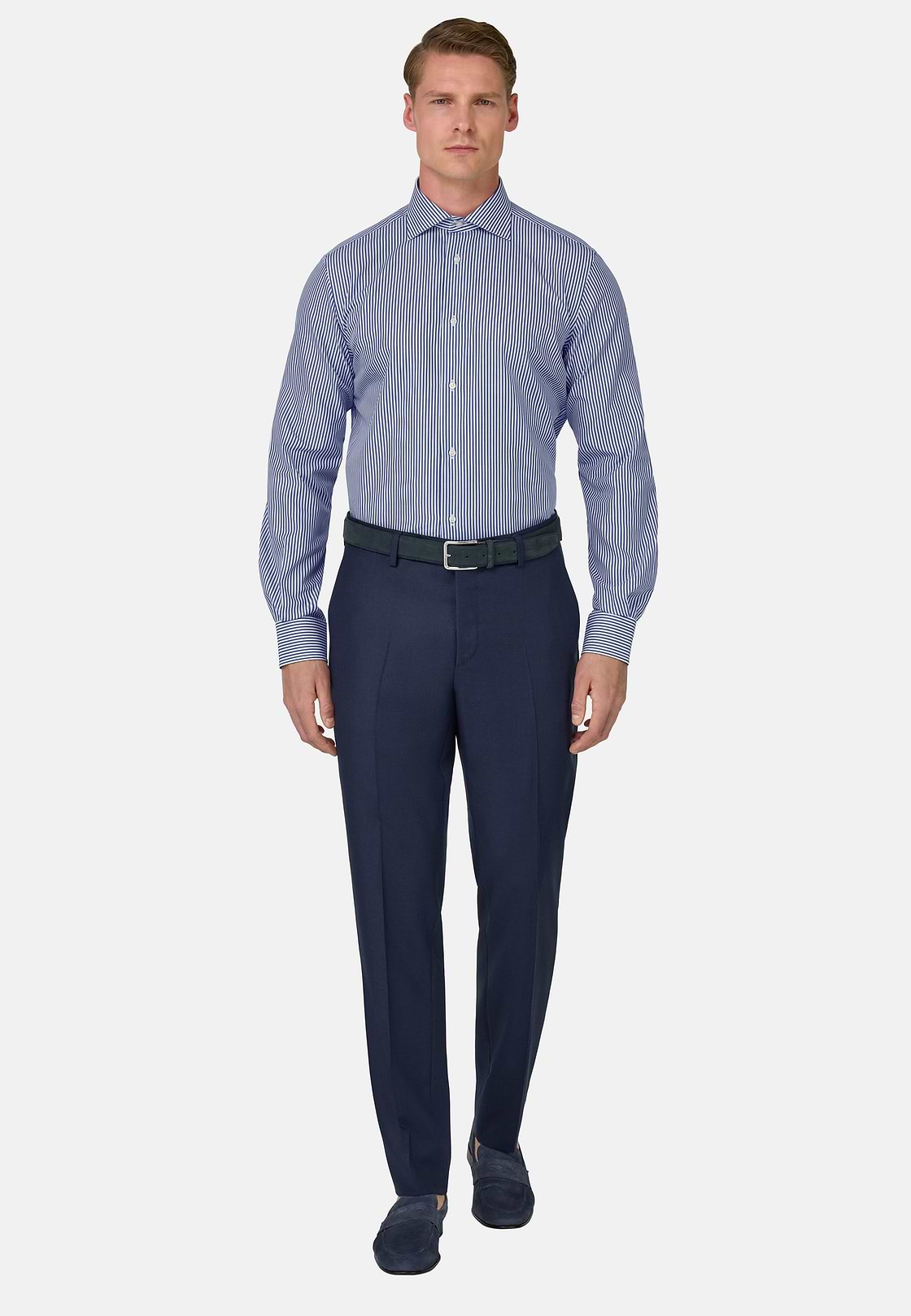 Regular Fit Cotton Poplin Shirt, Blue, hi-res, 1