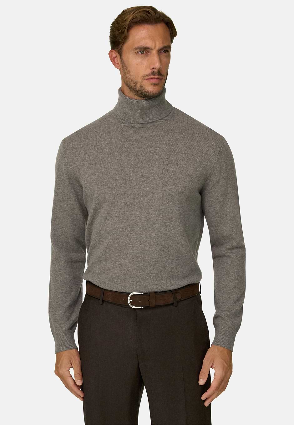 Turtleneck Jumper in Cashmere, Taupe, hi-res