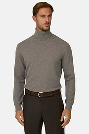 Turtleneck Jumper in Cashmere, Taupe, thumb, 1