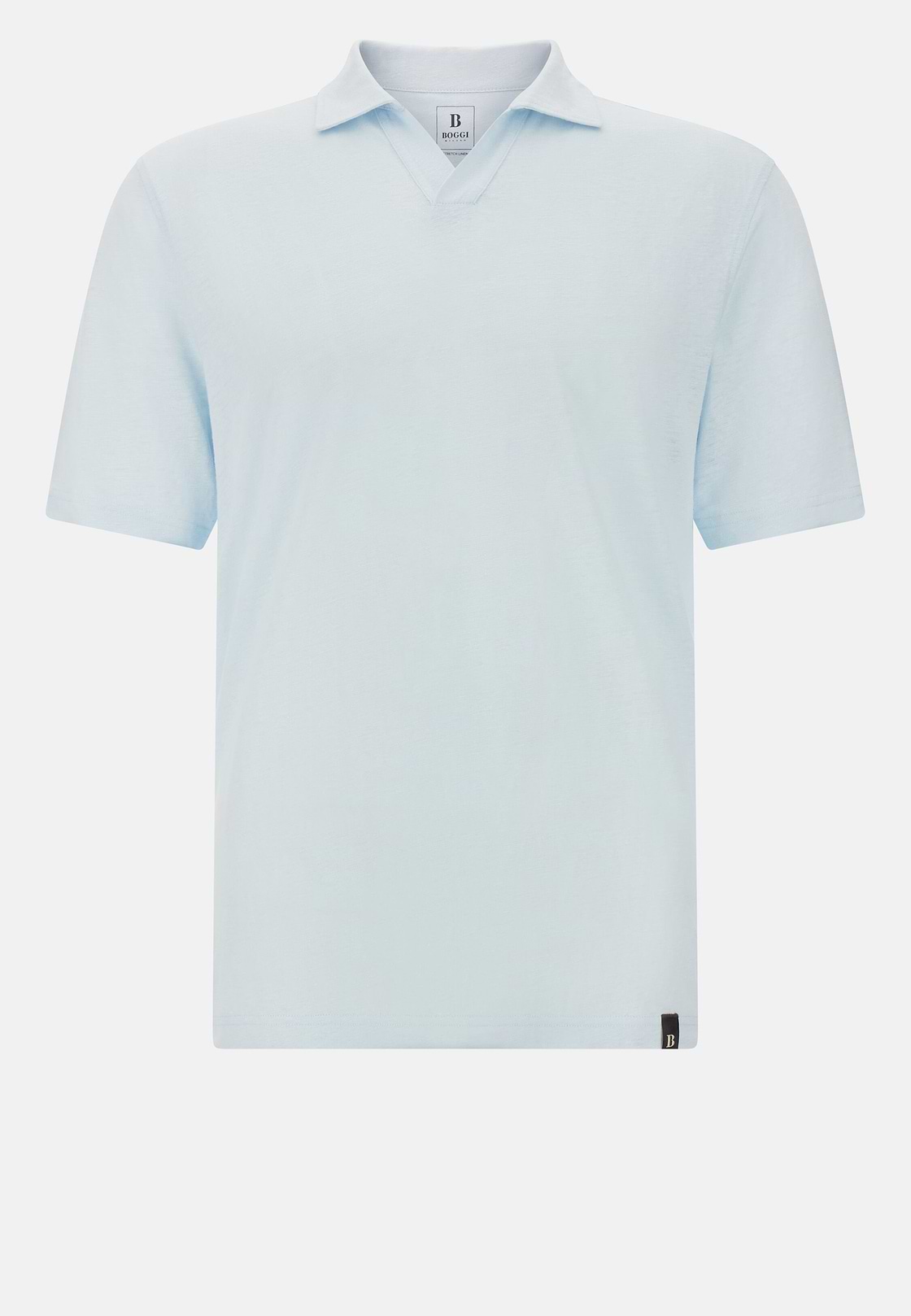 Stretch Linen Jersey Polo Shirt, Light Blue, hi-res