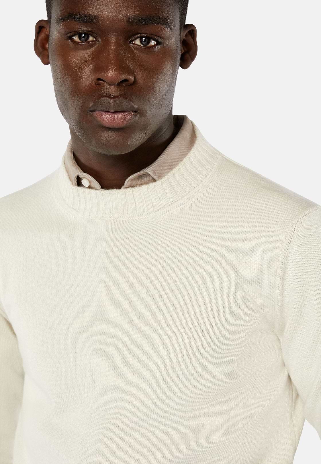 Maglia Girocollo Bianca In Cashmere, Bianco, hi-res