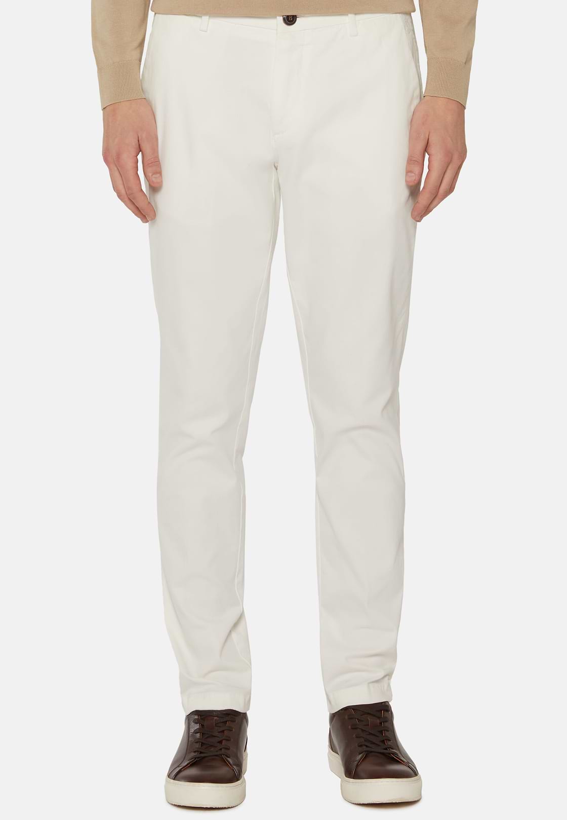 Stretch Cotton Pants, White, hi-res