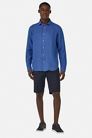 Stretch Cotton Bermuda Shorts, Navy blue, hi-res