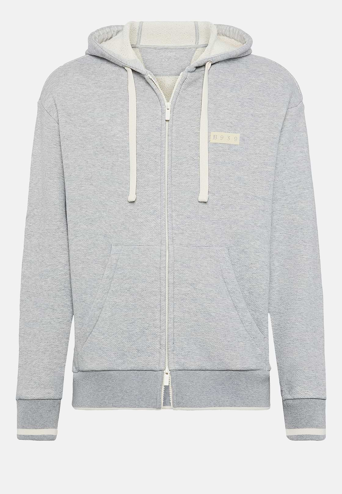 B939 Full-Zip Sweatshirt in a Cotton and Nylon Blend, Grey, hi-res