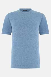 T-Shirt aus Baumwoll-Leinen-Strick, Hellblau, thumb, 5