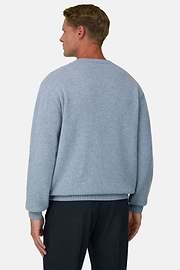 Crew Neck Jumper in Wool Blend, Light Blue, thumb, 4
