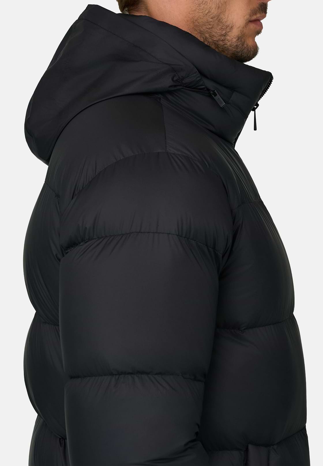 Bomber in Goose Down Technical Fabric, Black, hi-res, 5