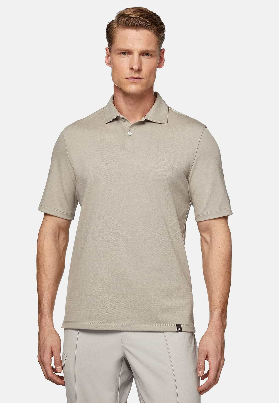 Poloshirt van high-performance piqué, Sand, hi-res