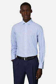 Camicia A Righe In Cotone Regular Fit, Azzurro, thumb, 1
