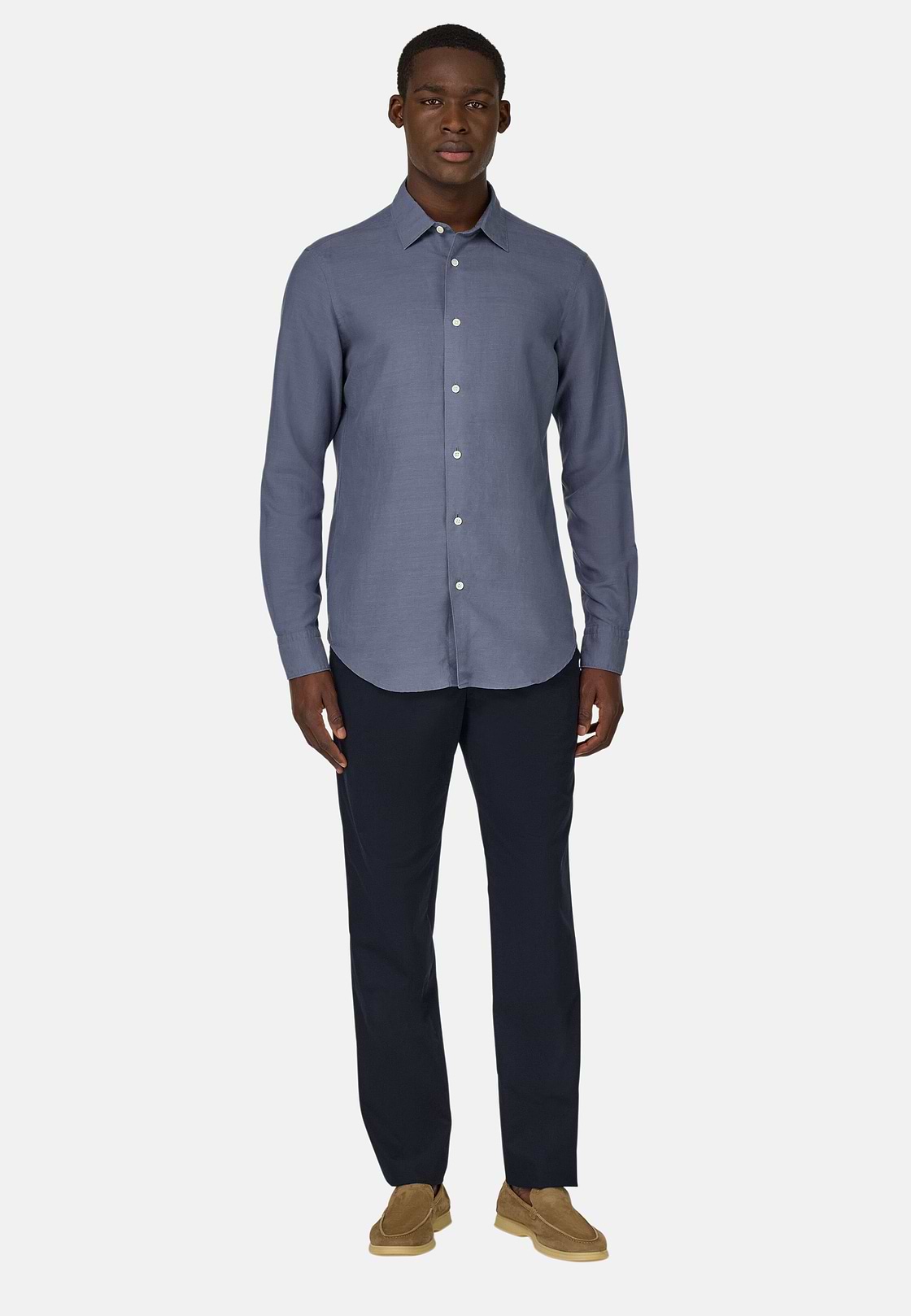 Pantalon En Coton Extensible, bleu marine, hi-res