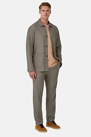 Giacca Camicia Sabbia Diagonale In Lino E Cotone, Taupe, hi-res