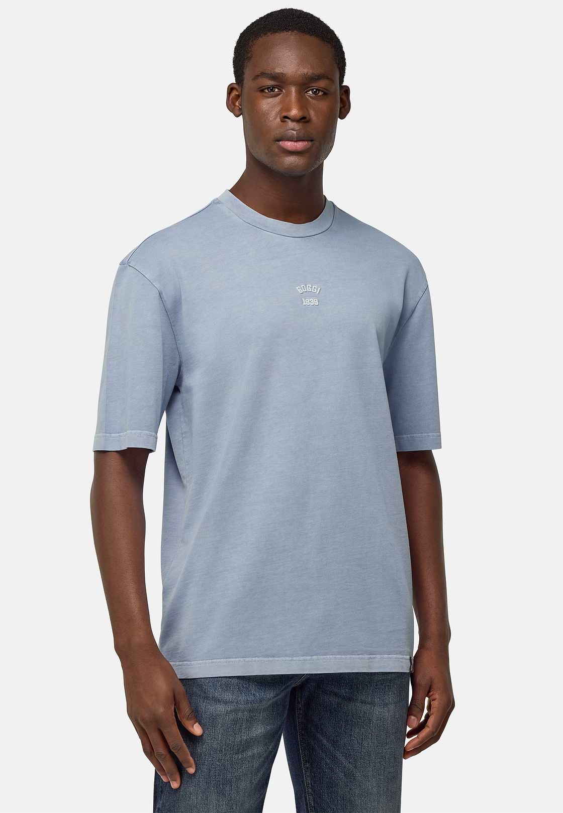 T-Shirt Aus Baumwoll-Jersey, Hellblau, hi-res