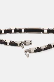 Bracciale A Maglia In Acciaio E Legno, Marrone scuro, thumb, 3