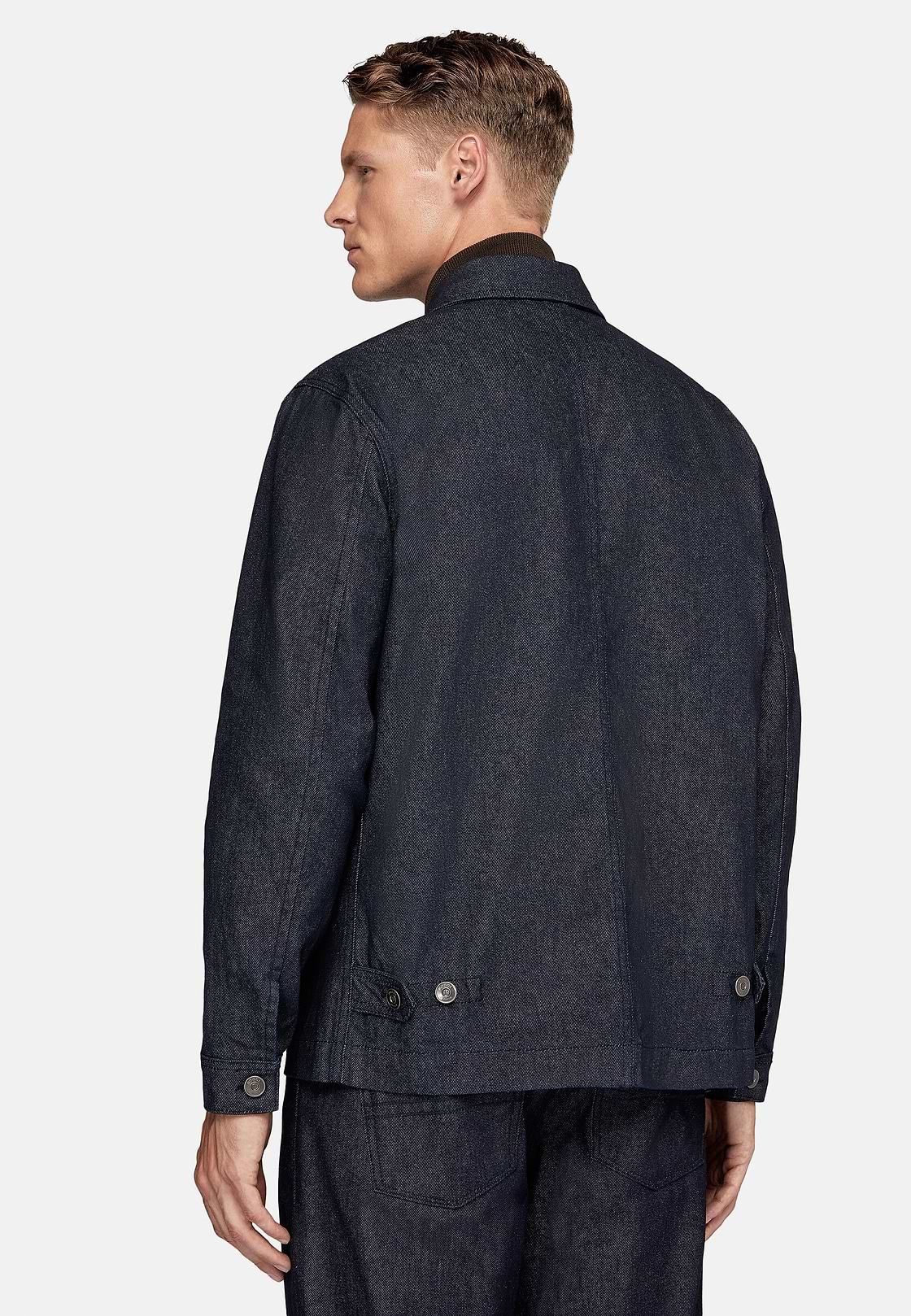 Veste Chemise De Travail En Denim, Bleu Foncé, hi-res