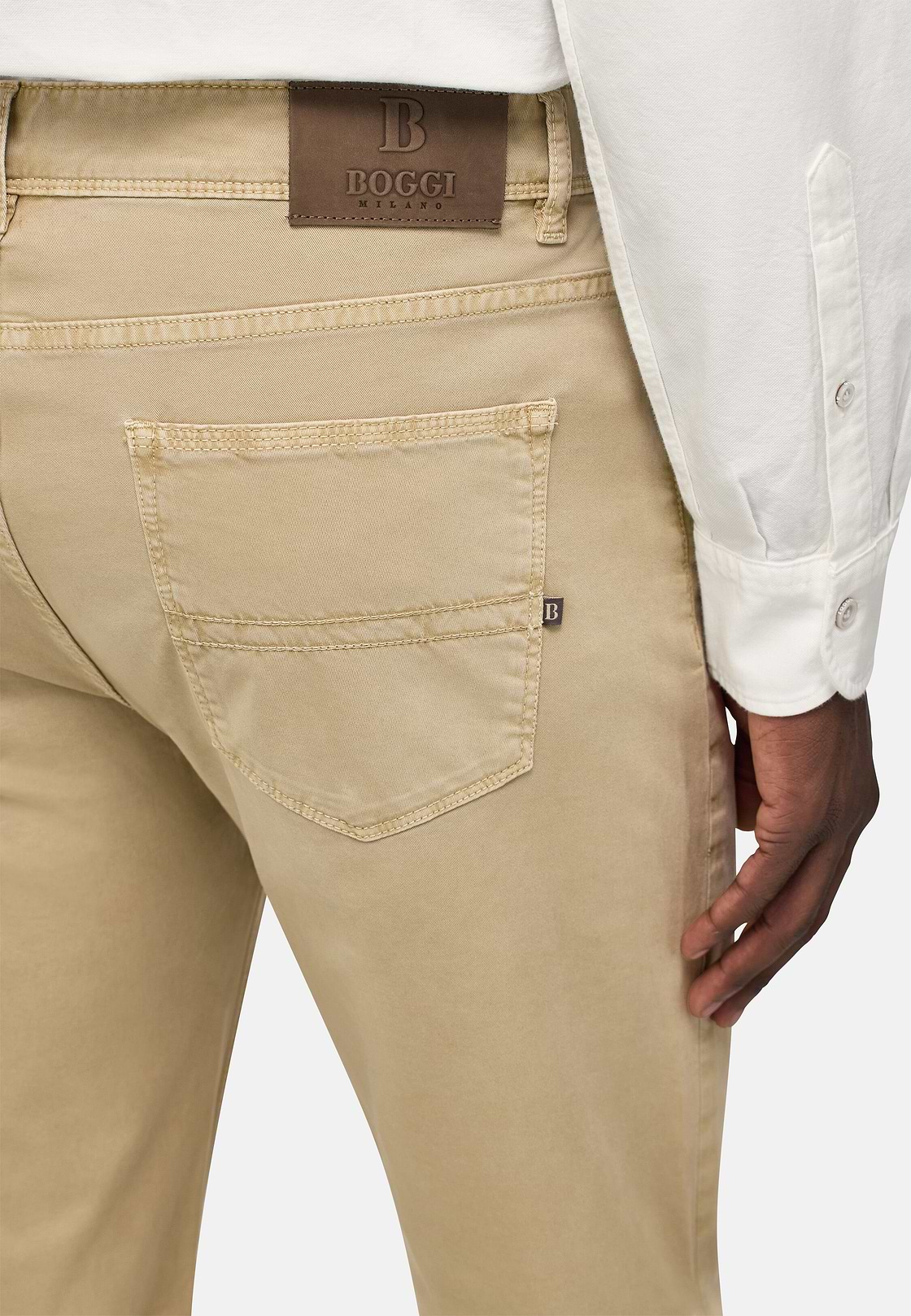 Jean En Coton Extensible, Beige, hi-res