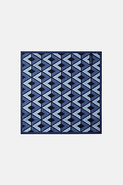 Macro Patterned Silk Pocket Square, Navy blue, hi-res