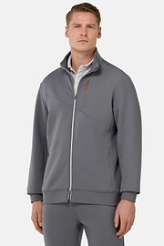 Sweat-Shirt Full Zip En Mélange Coton Et Scuba Léger, , hi-res