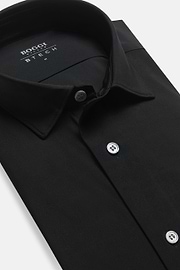 Black Stretch Nylon Slim Fit Shirt, Black, hi-res