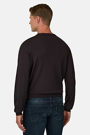 Rundhalspullover aus extrafeiner Merinowolle, Dunkelbraun, thumb, 4