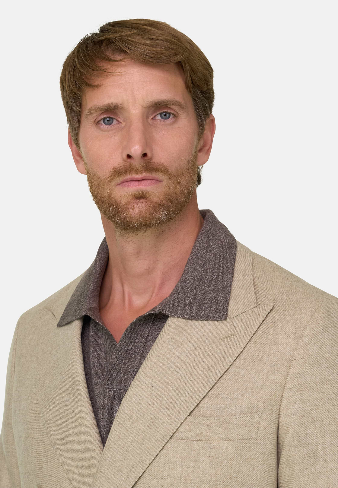 Blazer Double-Breasted in Wool Cashmere, Beige, hi-res, 3