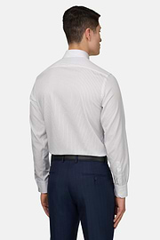 Camicia A Righe In Cotone Slim Fit, Blu, thumb, 3