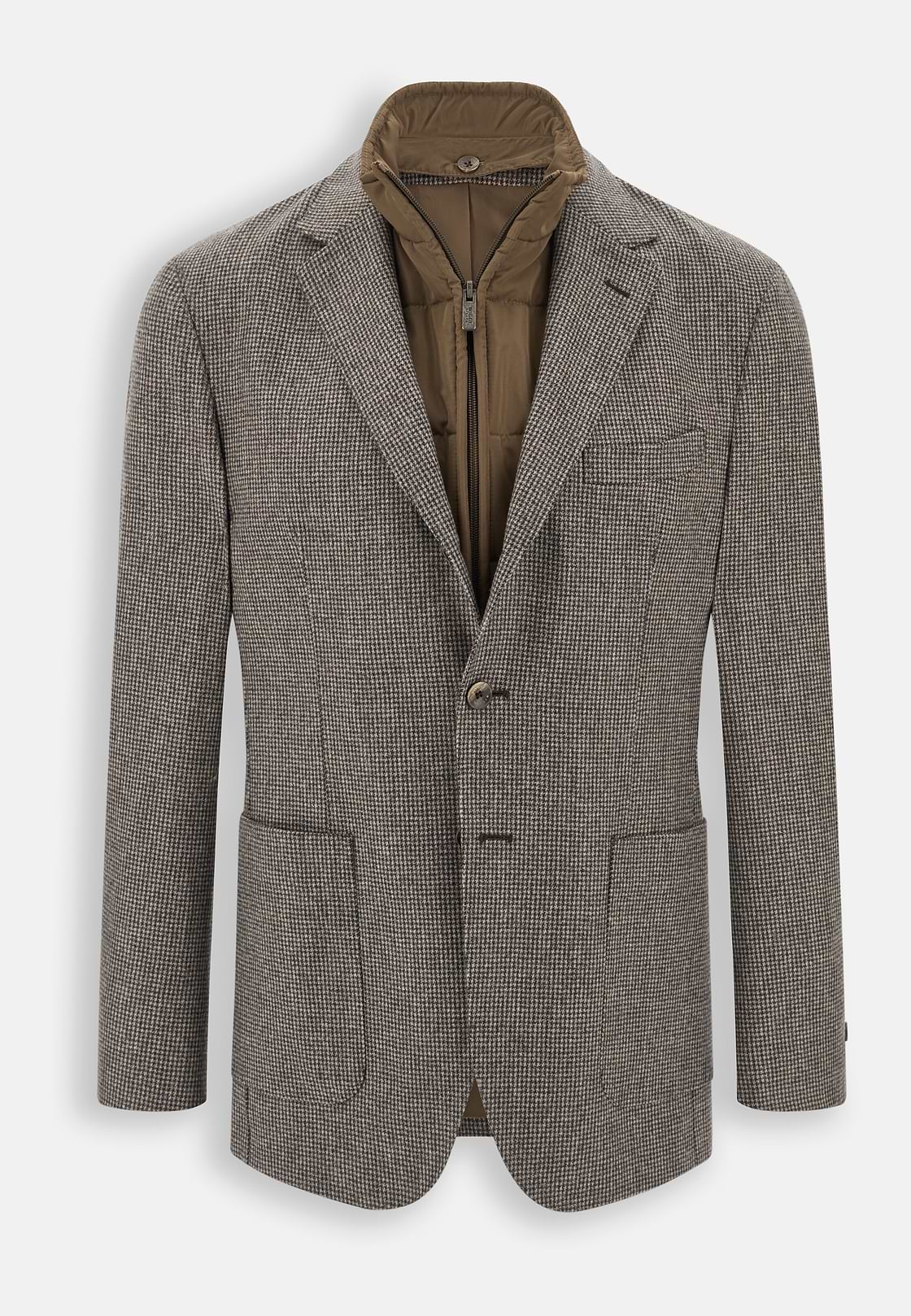 Blazer Houndstooth Wool Flannel, Taupe, hi-res, 6