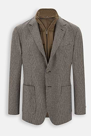 Blazer Houndstooth Wool Flannel, Taupe, thumb, 6