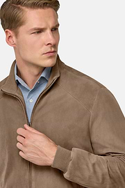 Bomber Aus Veloursleder, Taupe, hi-res