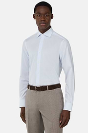 Chemise À Carreaux En Coton Slim Fit, Bleu clair, hi-res