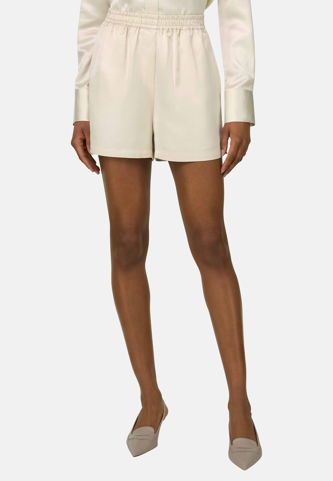 Bermudas Aus Satin, Creme, hi-res, 2