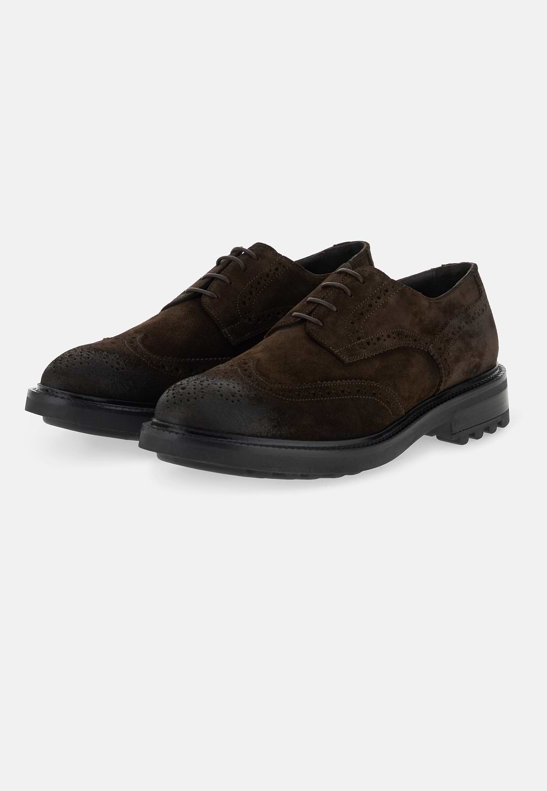 Derby Shoes in Suede Leather, Dark brown, hi-res, 3