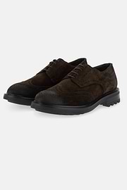 Derby Shoes in Suede Leather, Dark brown, thumb, 3