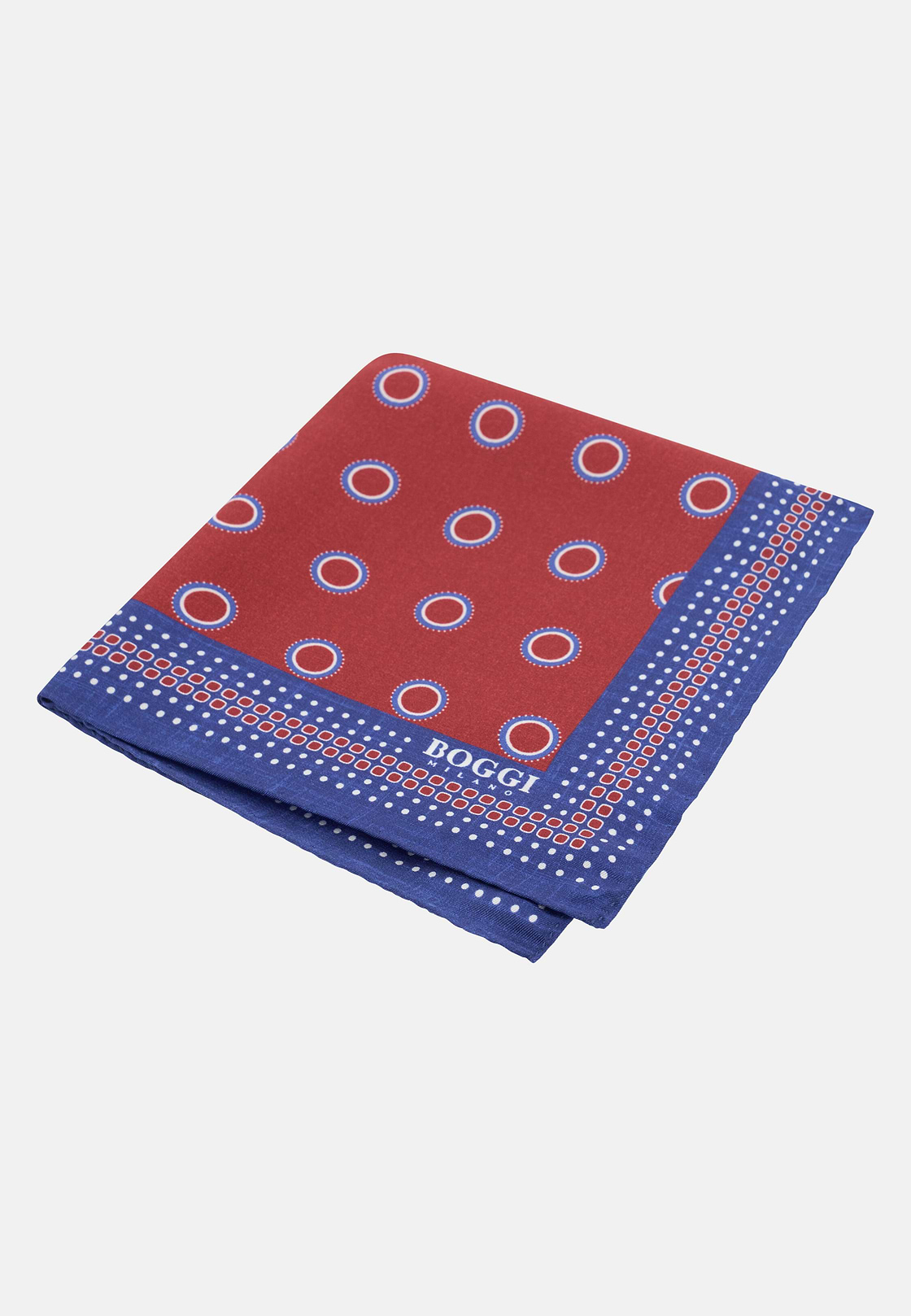 Silk Pocket Square With Medallions Pattern, Burgundy, hi-res, 1