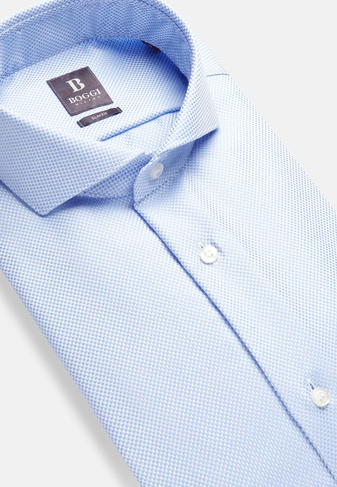 Slim Fit Cotton Dobby Shirt, Light Blue, hi-res