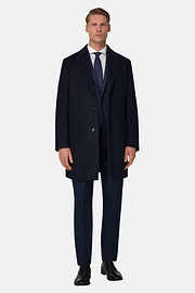 Coat in Pure Cashmere Single-Breasted, Navy blue, thumb, 2